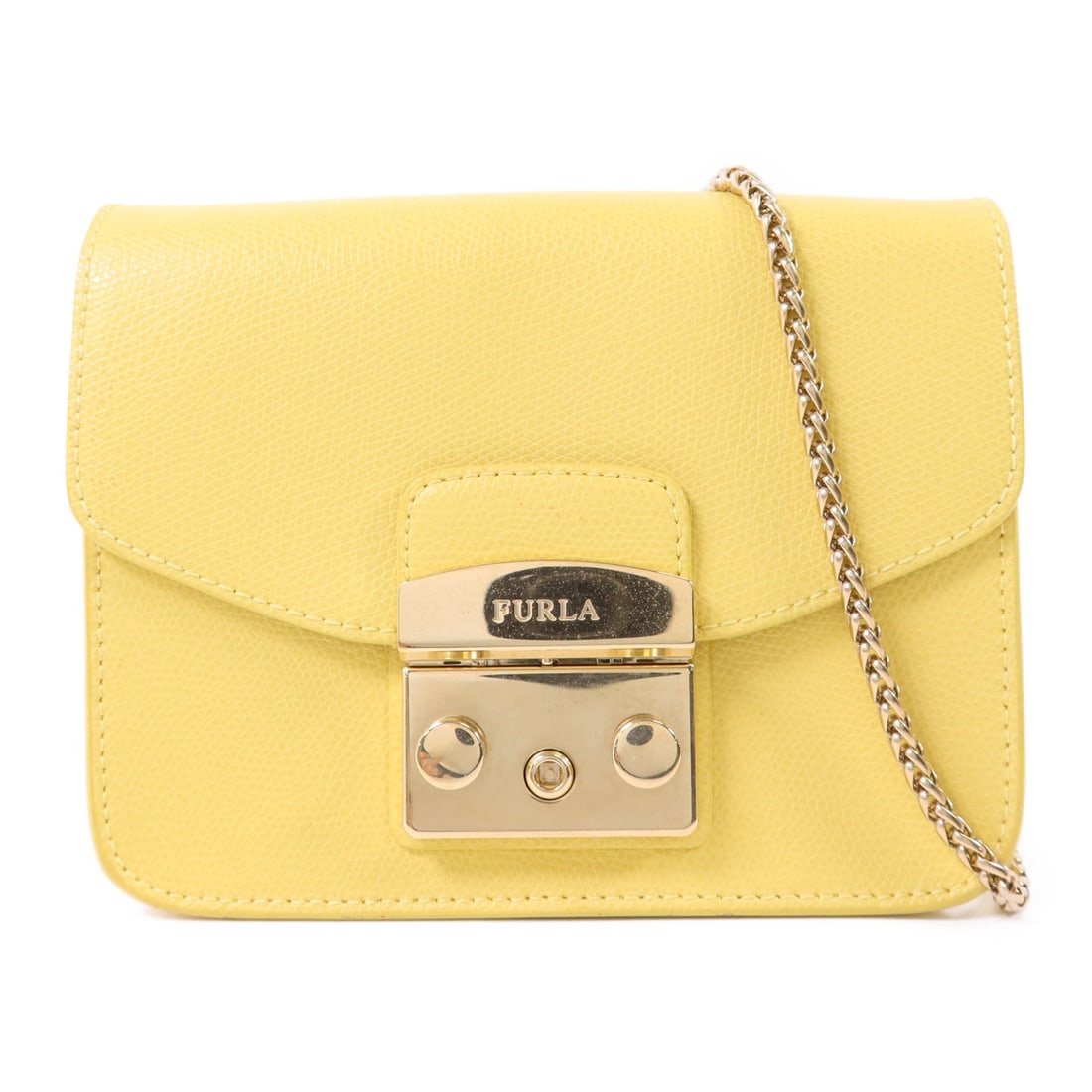 Furla Yellow Calfskin Leather Chain Shoulder Bag GHW (1 of 18)