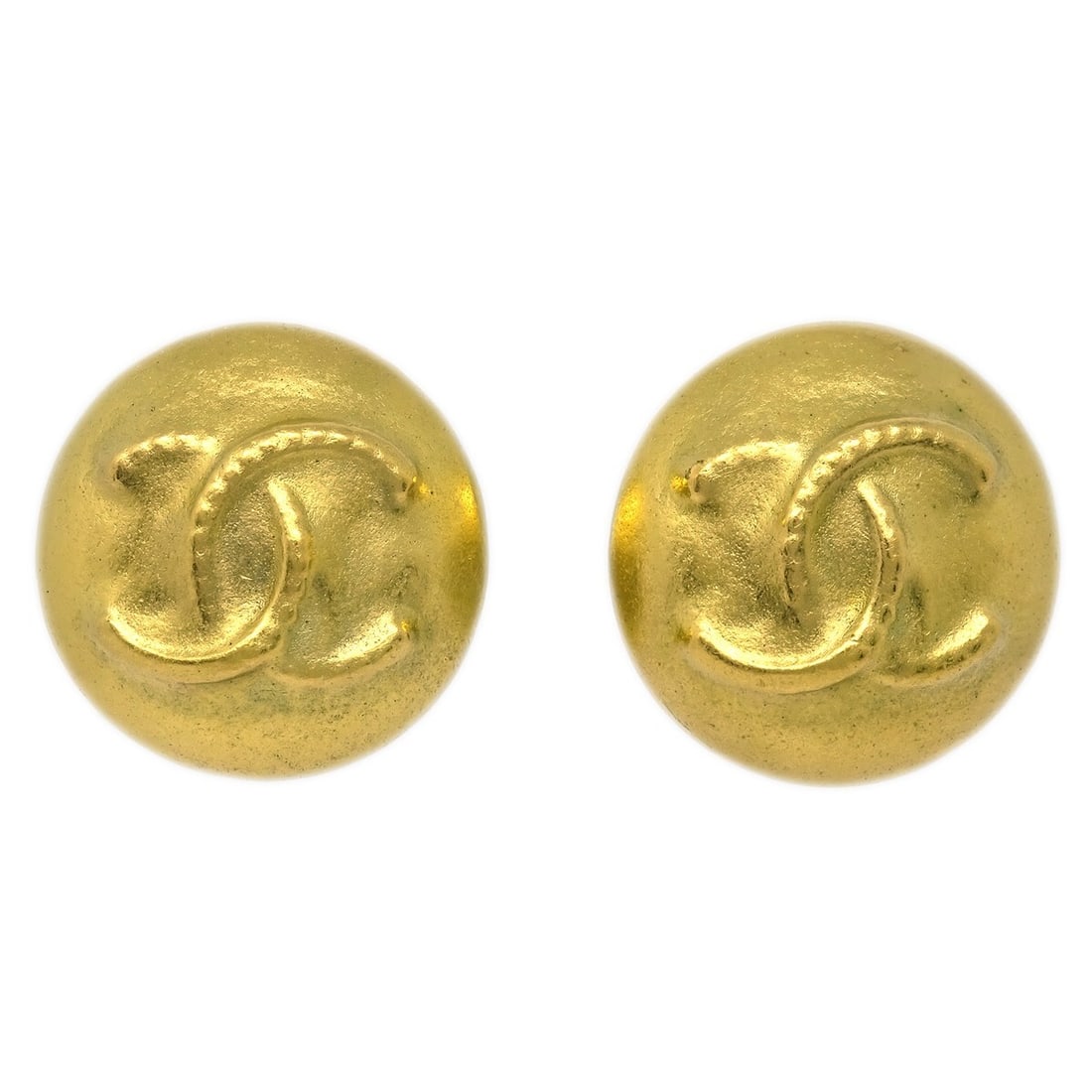 Chanel 95C Gold-Plated Clip-On Button Earrings (1 of 4)