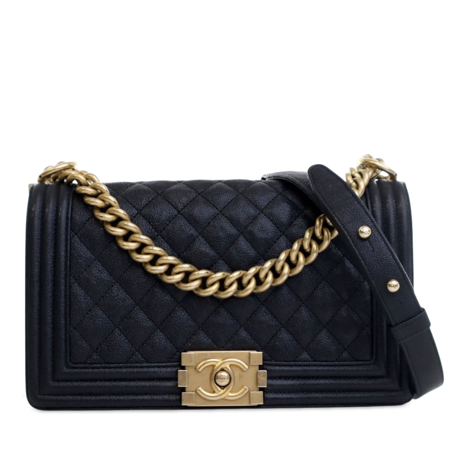 Chanel Blue Old Medium Quilted Caviar Boy Flap Crossbody Bag: Chanel Blue Old Medium Quilted Caviar Boy Flap Crossbody Bag Elevate your style with the Chanel Old Medium Quilted Caviar Boy Flap crossbody bag, crafted from luxurious quilted caviar leather. This ex
