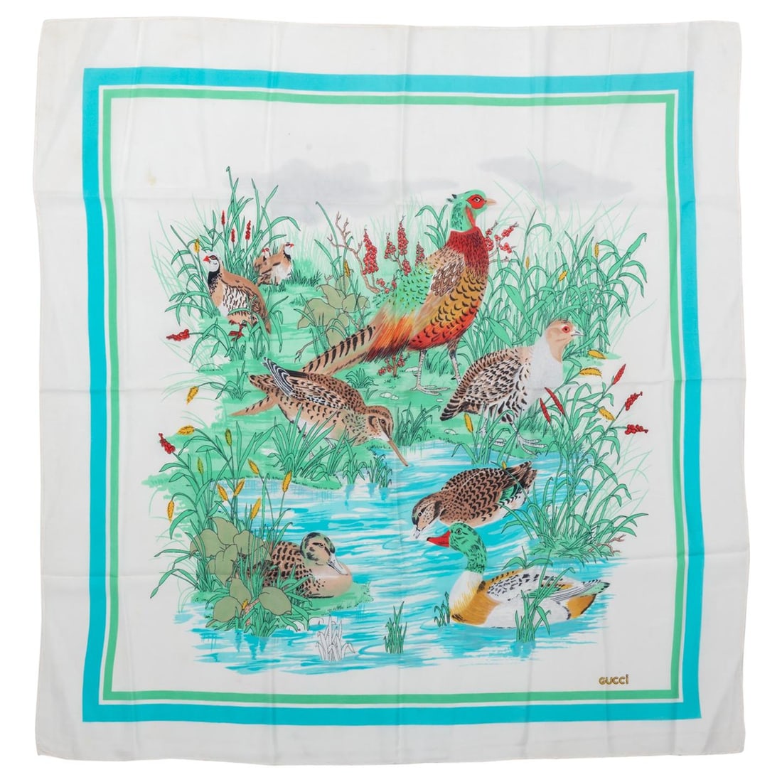 Gucci Birds 35 Silk Scarf Hand Rolled Edges Italy (1 of 4)
