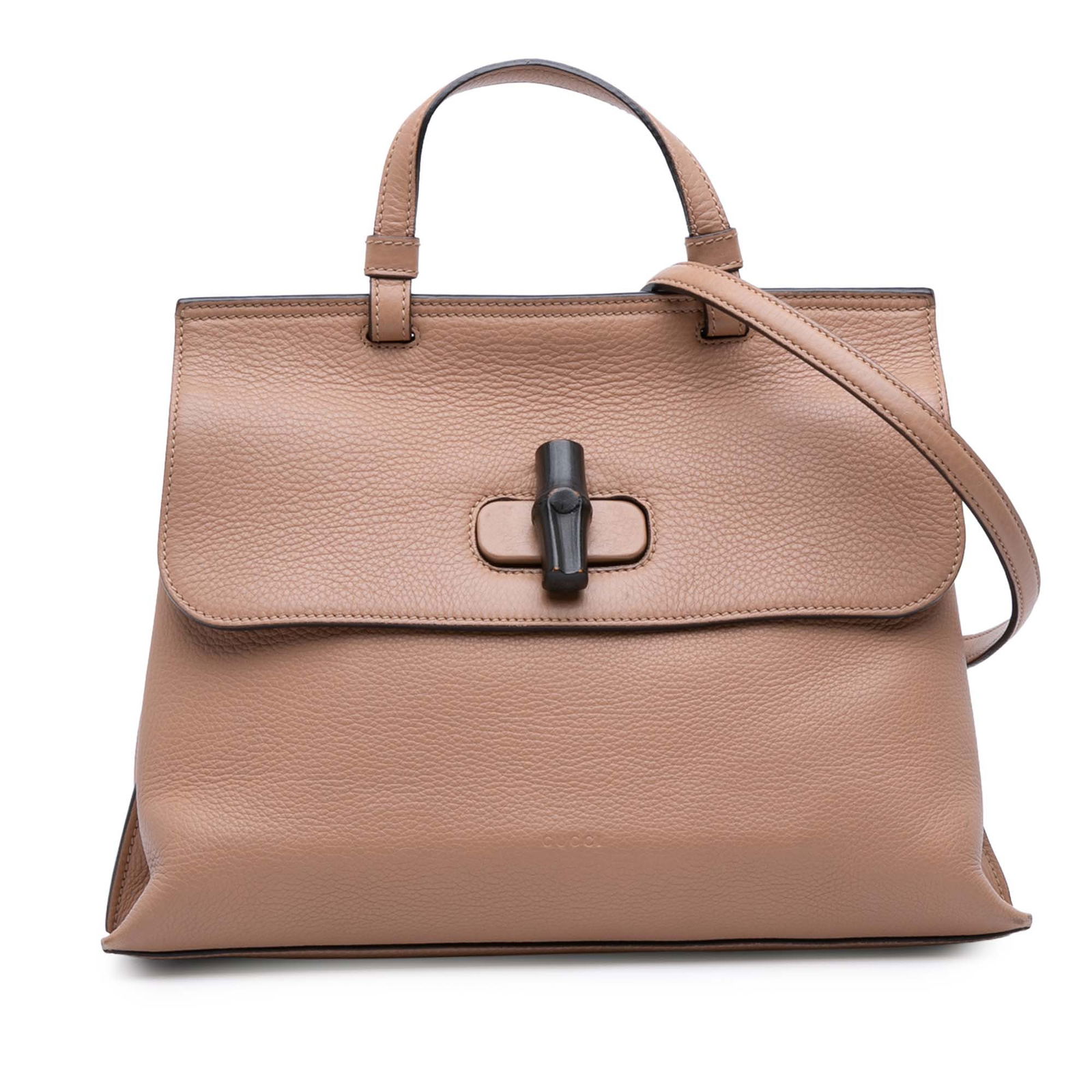 Gucci Medium Leather Bamboo Satchel Brown with Twisted Lock (1 of 9)