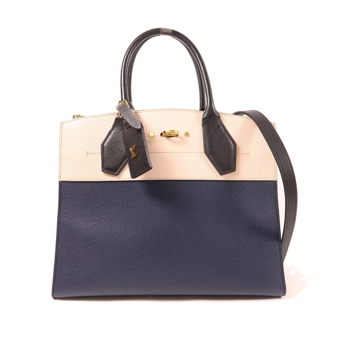 Louis Vuitton City Steamer MM Navy Calfskin 2 Way Shoulder Bag: Louis Vuitton City Steamer MM Navy Calfskin 2 Way Shoulder Bag Introducing the Louis Vuitton City Steamer MM 2 Way Shoulder Bag, a versatile and stylish accessory crafted from premium calfskin leather