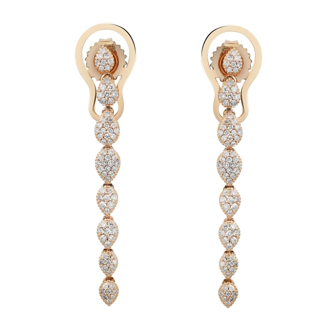Rachel Koen 14K Yellow Gold Pave Set Diamond Drop Earrings 0.65ct 1.5 Inches (1 of 4)