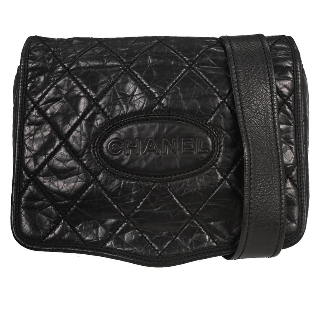 Chanel Black Quilted Calfskin Shoulder Bag with Crossbody Strap: Chanel Black Quilted Calfskin Shoulder Bag with Crossbody Strap Elevate your style with this Chanel Black Calfskin Shoulder Bag, a perfect blend of luxury and practicality. Crafted from high-quality l