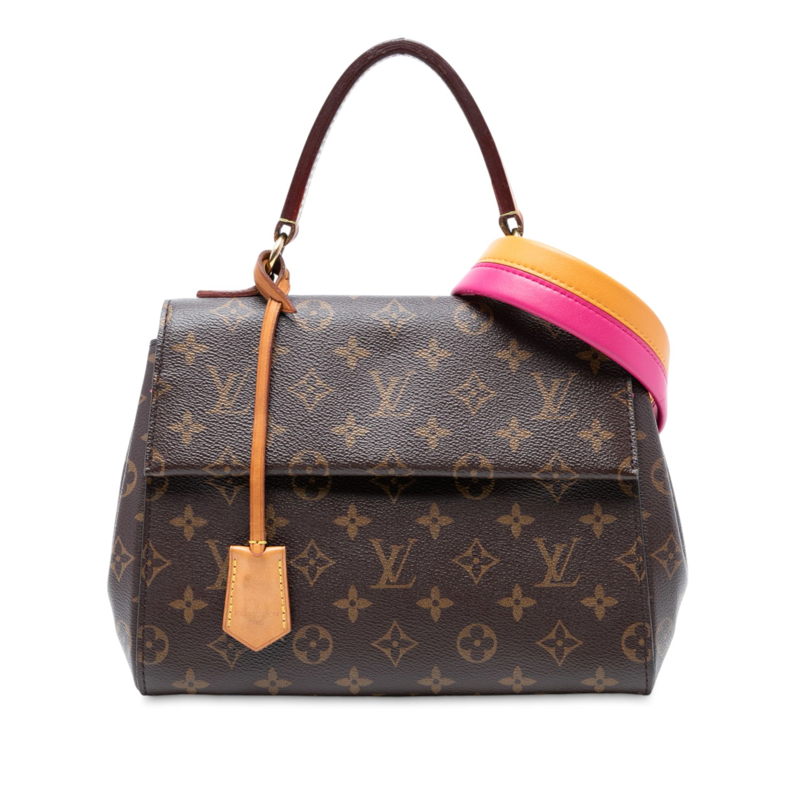Louis Vuitton Monogram Cluny BB Brown Handbag with Leather Strap: Louis Vuitton Monogram Cluny BB Brown Handbag with Leather Strap This Louis Vuitton Monogram Cluny BB is a stylish handbag that showcases the iconic monogram canvas body. It features a flat vachetta l