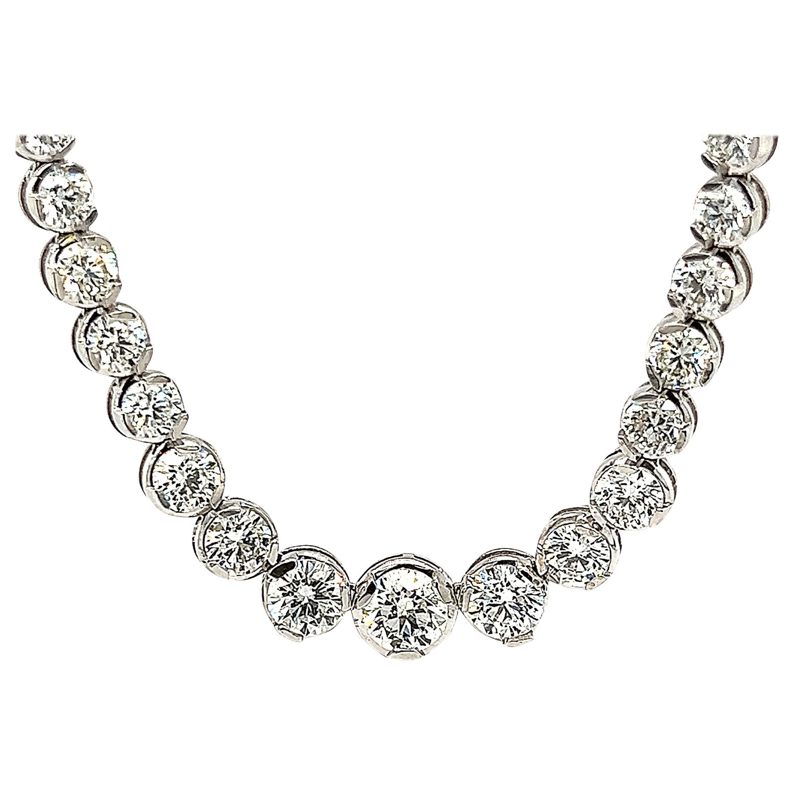 GIA Certified 14.87ct Diamond Riviera Necklace in 18k White Gold (1 of 4)