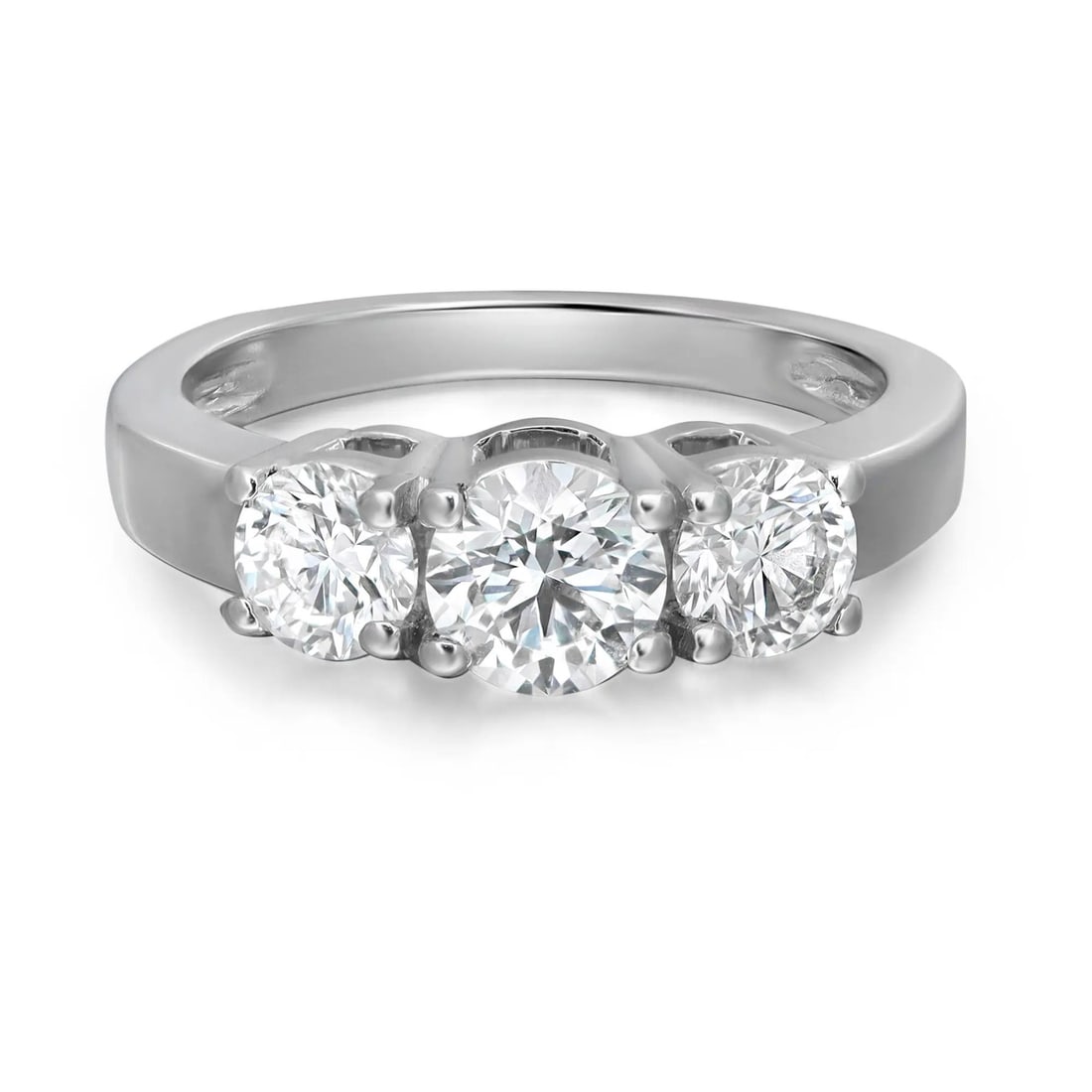 Rachel Koen 14K White Gold Three Stone Diamond Engagement Ring 2.00Cttw Size 7.25 (1 of 5)