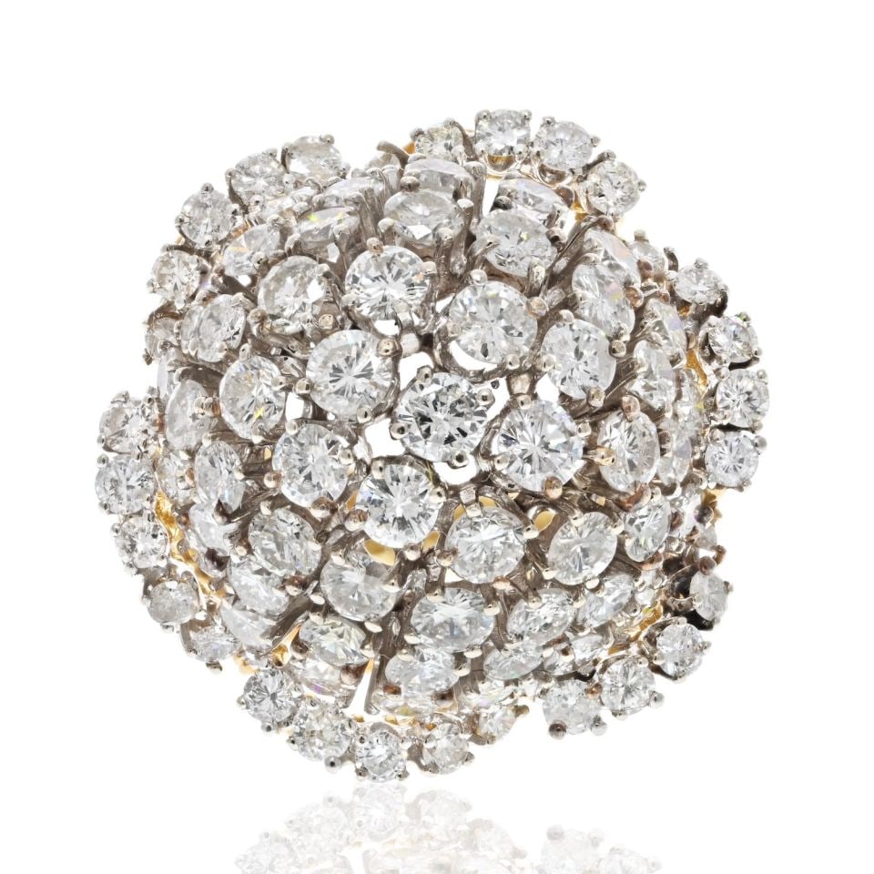 18K Yellow Gold 8.00ct Diamond Dome Cocktail Ring Estate Piece (1 of 4)