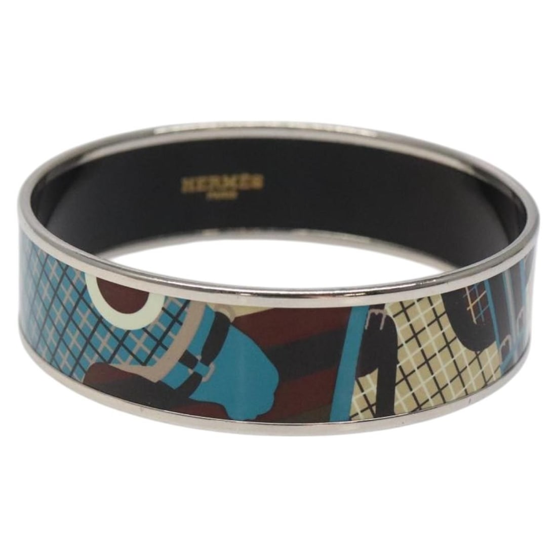 Blue Vintage Bangle Bracelet by Hermes: Blue Vintage Bangle Bracelet by Hermes This is a vintage Hermes bangle bracelet in blue, designed for female wearers. The bracelet is in good condition, with minor rubbing on the outside surface and n