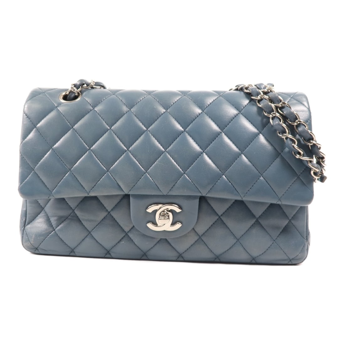 CHANEL Classic 25 Chain Shoulder Bag Blue Lambskin Leather (1 of 18)