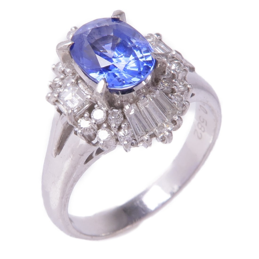 JEWELRY Sapphire Diamond Ring in PT900 Platinum Size 5.75 (1 of 10)