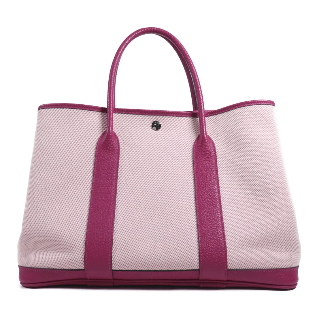 HERMES Garden Party PM Handbag Purple Canvas Leather (1 of 15)