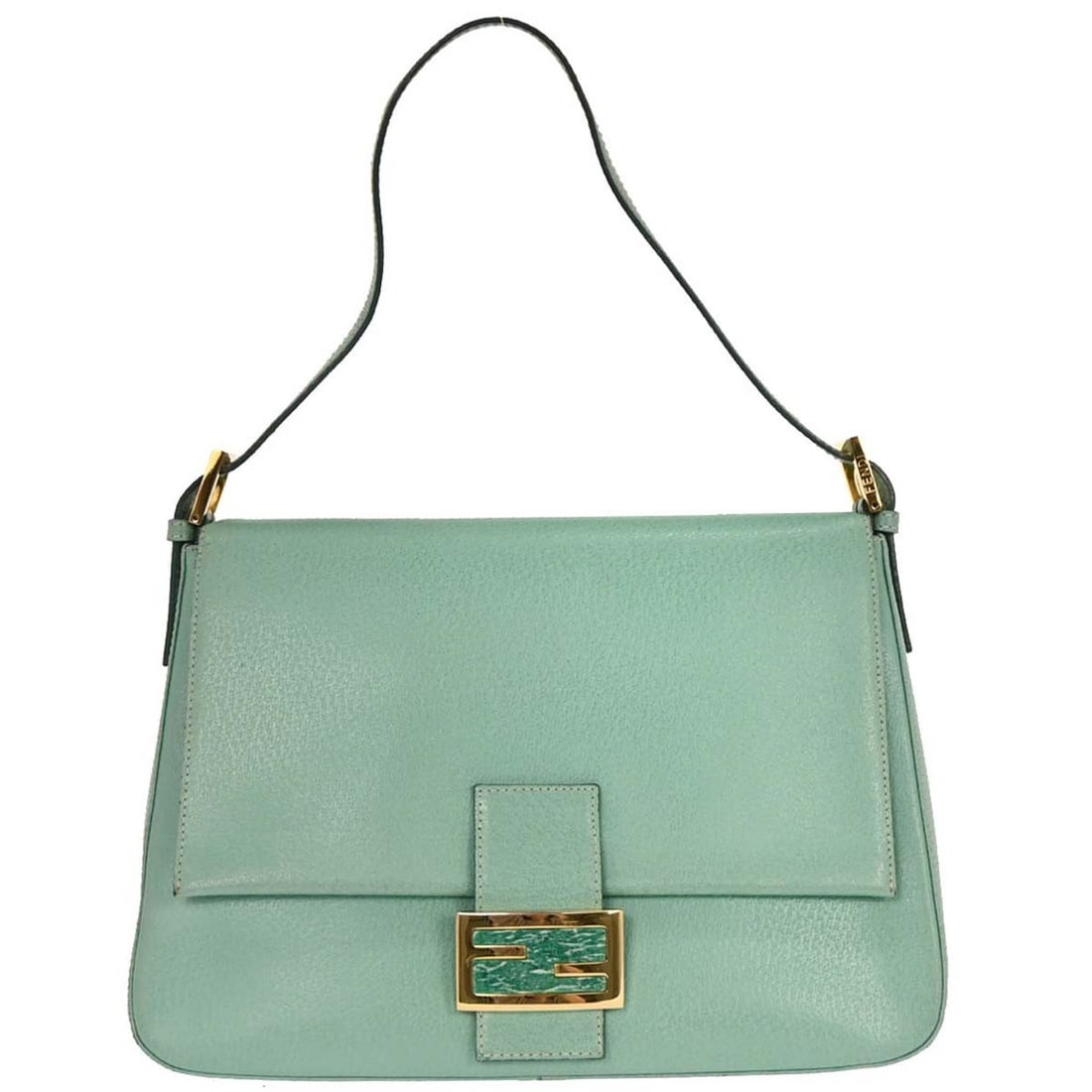 Fendi Mamma Baguette Emerald Green Leather Top Handle Shoulder Bag (1 of 10)