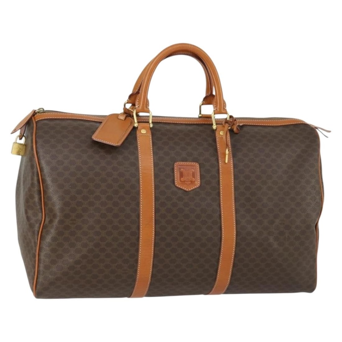 Celine Boston Bag in Brown Macadam PVC Canvas with Gold Accents (1 of 18)