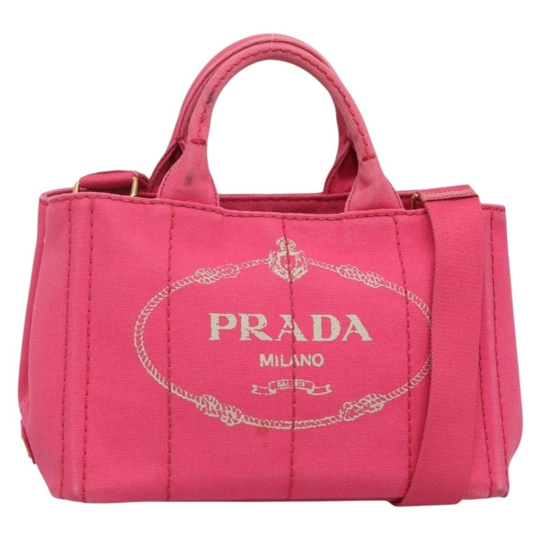 Pink Canapa Convertible Handbag by Prada (1 of 1)