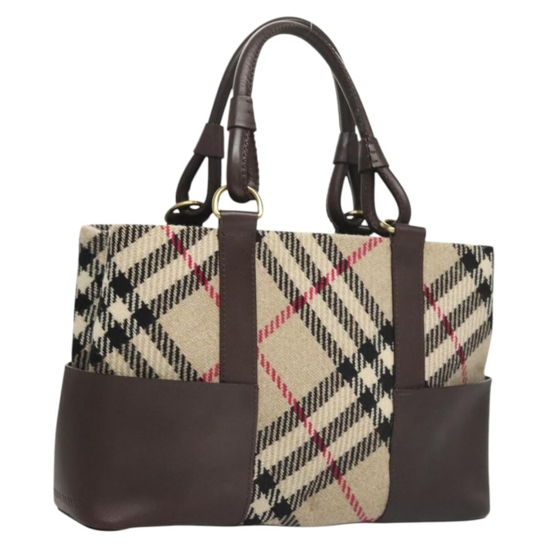 Burberry Nova Check Wool Tote Bag Beige Gold Authentic (1 of 18)