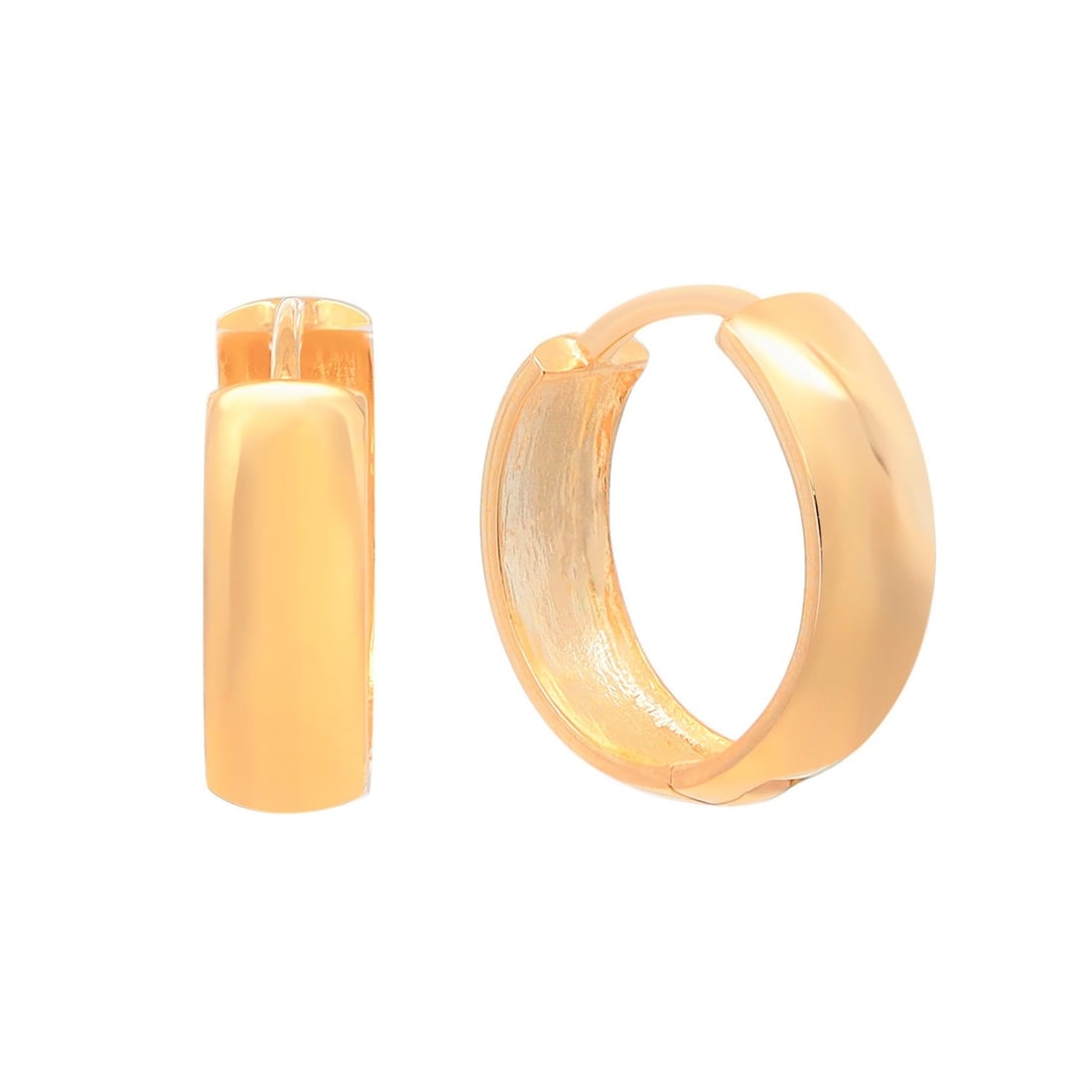 Rachel Koen 14K Yellow Gold Engraved Huggie Hoop Earrings 14mm: Rachel Koen 14K Yellow Gold Engraved Huggie Hoop Earrings 14mm Elevate your everyday style with these Small Wide Hinged Huggie Hoop Earrings from Rachel Koen. Crafted in lustrous 14k yellow gold, thes