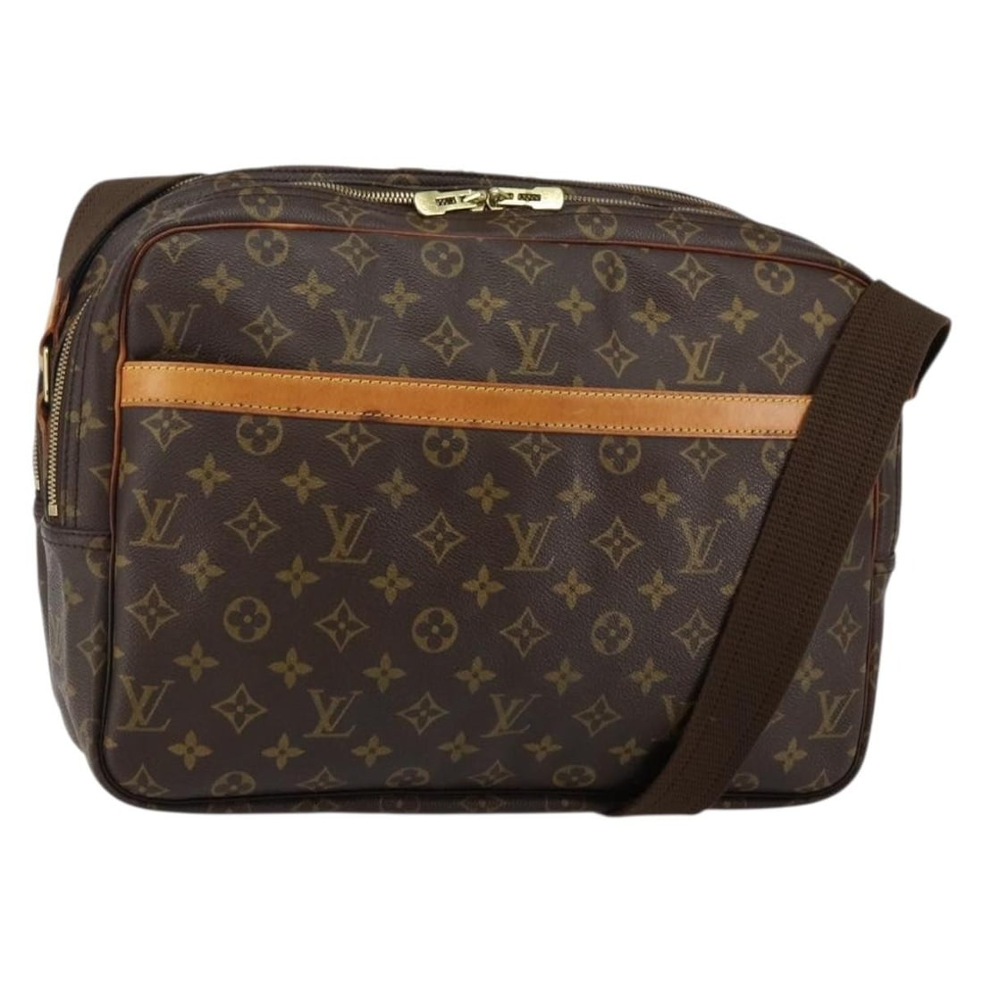 Reporter Shoulder Bag with Monogram Canvas by Louis Vuitton: Reporter Shoulder Bag with Monogram Canvas by Louis Vuitton This is a Louis Vuitton Reporter shoulder bag featuring the brand's signature monogram design. The bag is in good condition, making it a sty