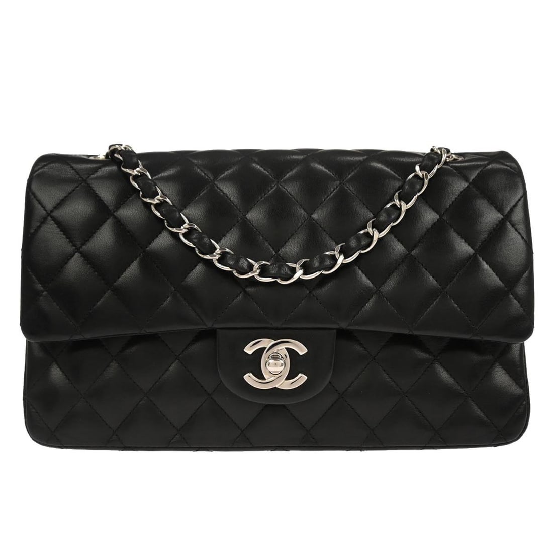 Medium Black Lambskin Classic Double Flap Shoulder Bag by Chanel (1 of 10)