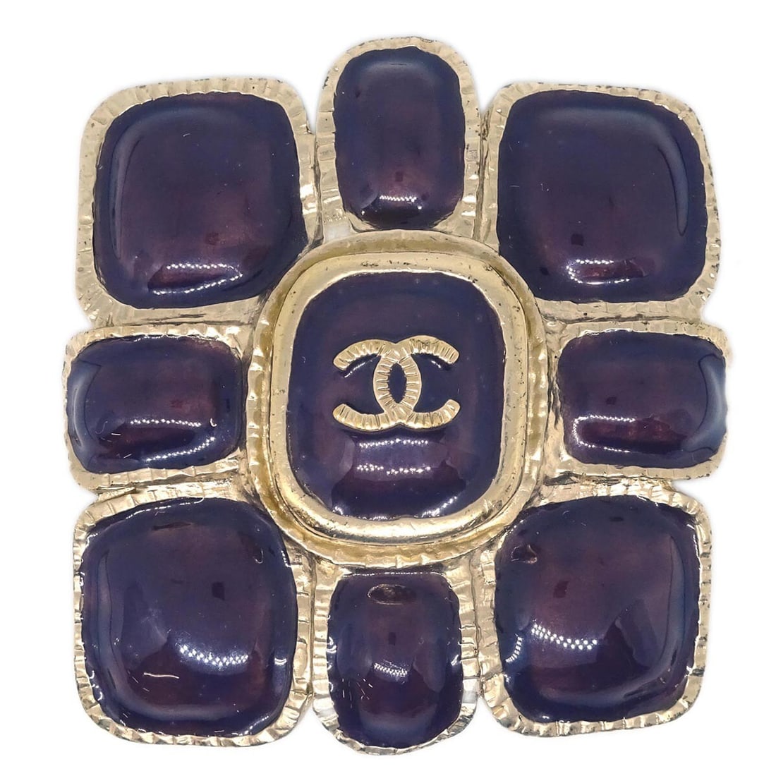Chanel Gripoix Gold Plated Brooch Pin with Purple 08A (1 of 4)