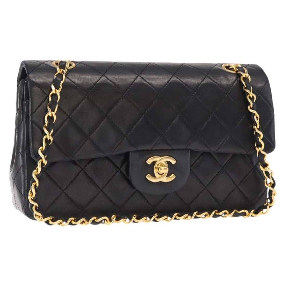 Chanel Matelasse 23 Black Lambskin Double Flap Shoulder Bag with Gold CC (1 of 18)