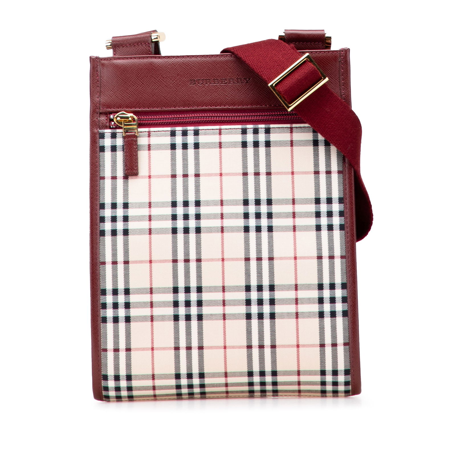 Burberry House Check Canvas Crossbody Bag with Leather Trim: Burberry House Check Canvas Crossbody Bag with Leather Trim This Burberry House Check Canvas Crossbody bag is a stylish and practical accessory. It features a durable canvas body adorned with the icon