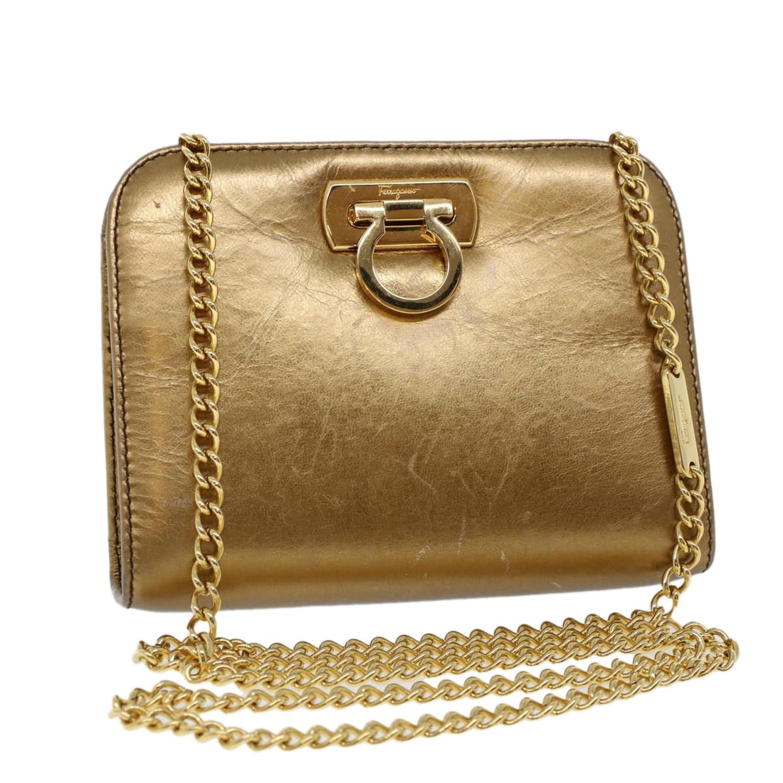 Vintage Gancini Chain Shoulder Purse by Salvatore Ferragamo Gold (1 of 1)