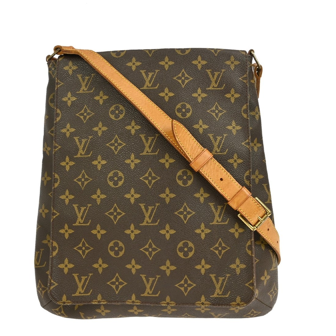 Musette Shoulder Bag in Brown by Louis Vuitton: Musette Shoulder Bag in Brown by Louis Vuitton This pre-owned Louis Vuitton Musette shoulder bag features a brown exterior and is designed for female use. The bag shows noticeable scuffs, scratches, a