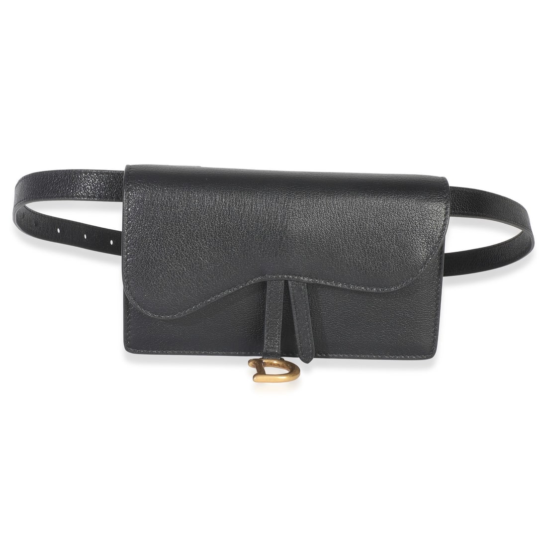 Dior Saddle Belt Bag Black Leather Removable Strap Accessory: Dior Saddle Belt Bag Black Leather Removable Strap Accessory This Christian Dior Saddle Belt Pouch features a black leather exterior with bronze-tone hardware and a magnetic snap closure. The pouch is