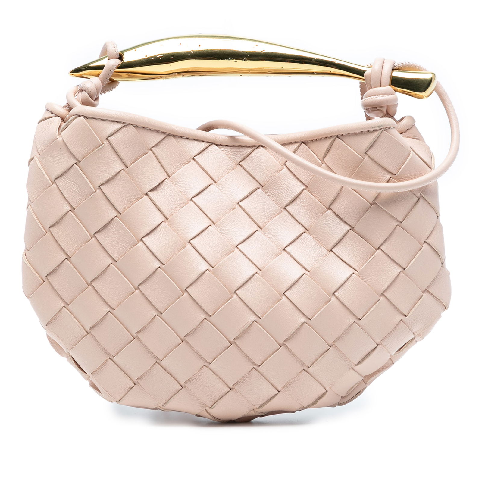 Bottega Veneta Baby Lambskin Intrecciato Sardine Pink Bag: Bottega Veneta Baby Lambskin Intrecciato Sardine Pink Bag Elevate your accessory collection with the Bottega Veneta Baby Lambskin Intrecciato Sardine satchel, crafted from luxurious woven lambskin lea