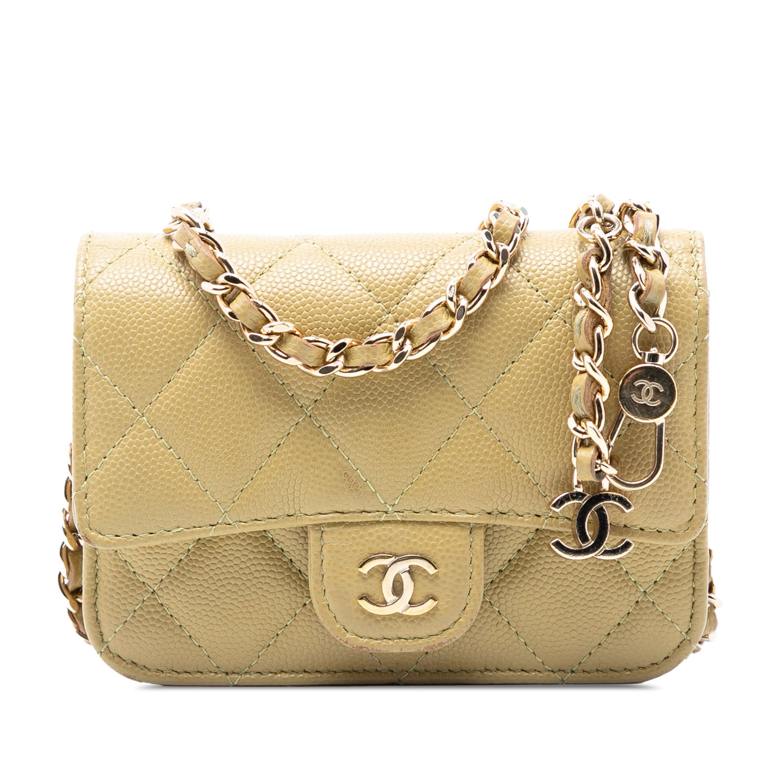 Green Chanel Classic Caviar Leather Quilted Chain Belt Bag (1 of 7)