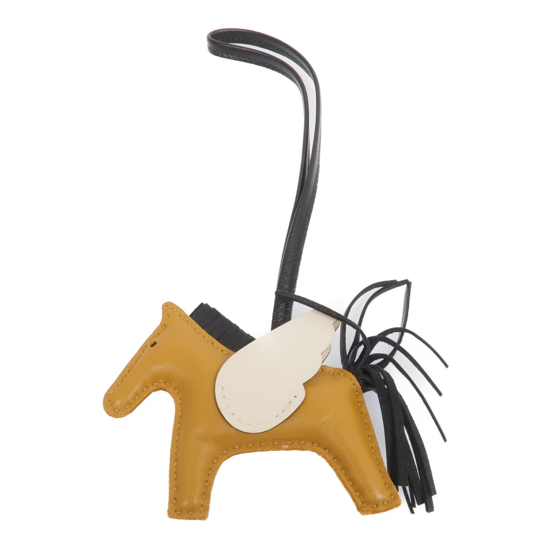 Hermes Rodeo Pegase PM White Mustard Black Lambskin Bag Charm (1 of 7)