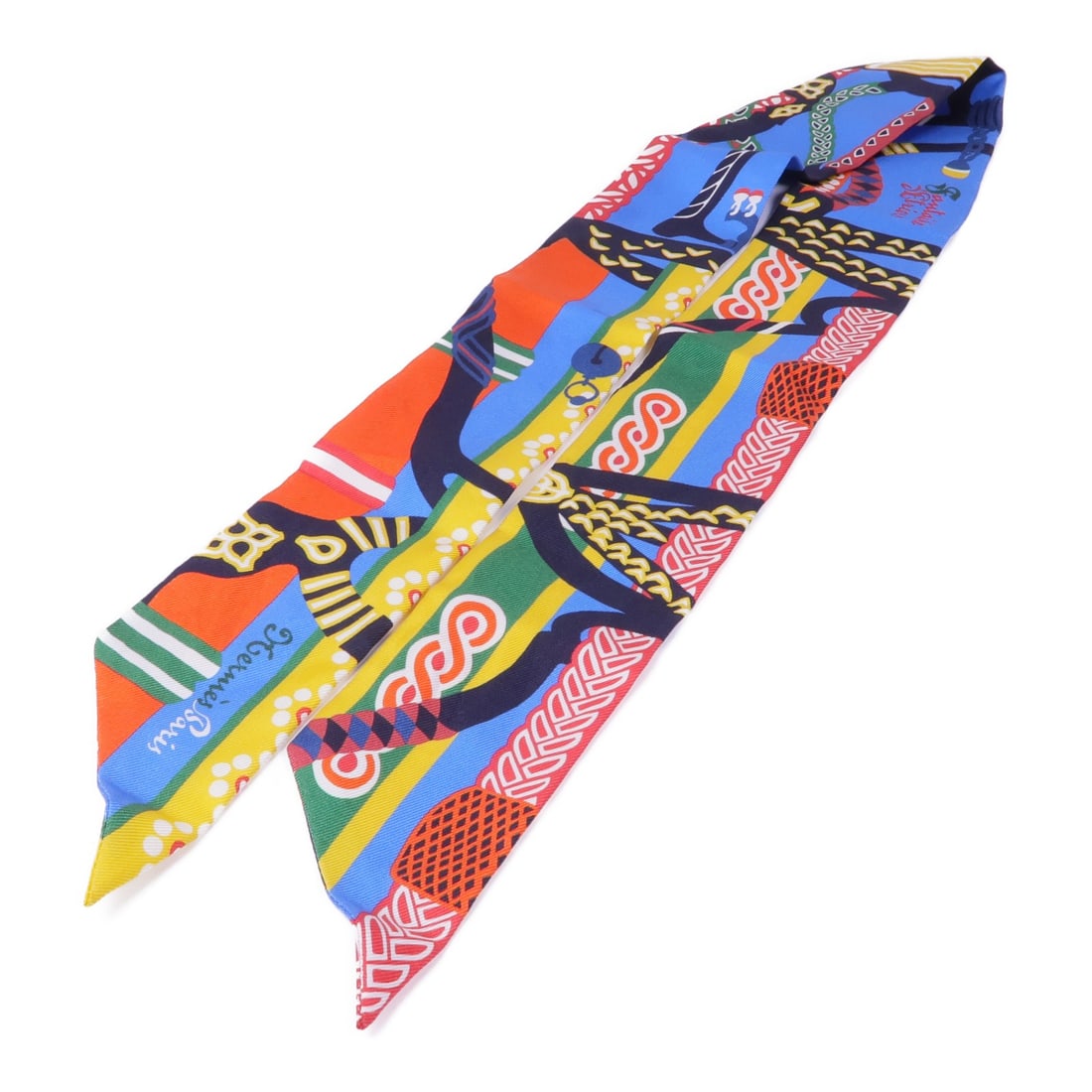HERMES Multicolor Twilly Silk Scarf France (1 of 8)