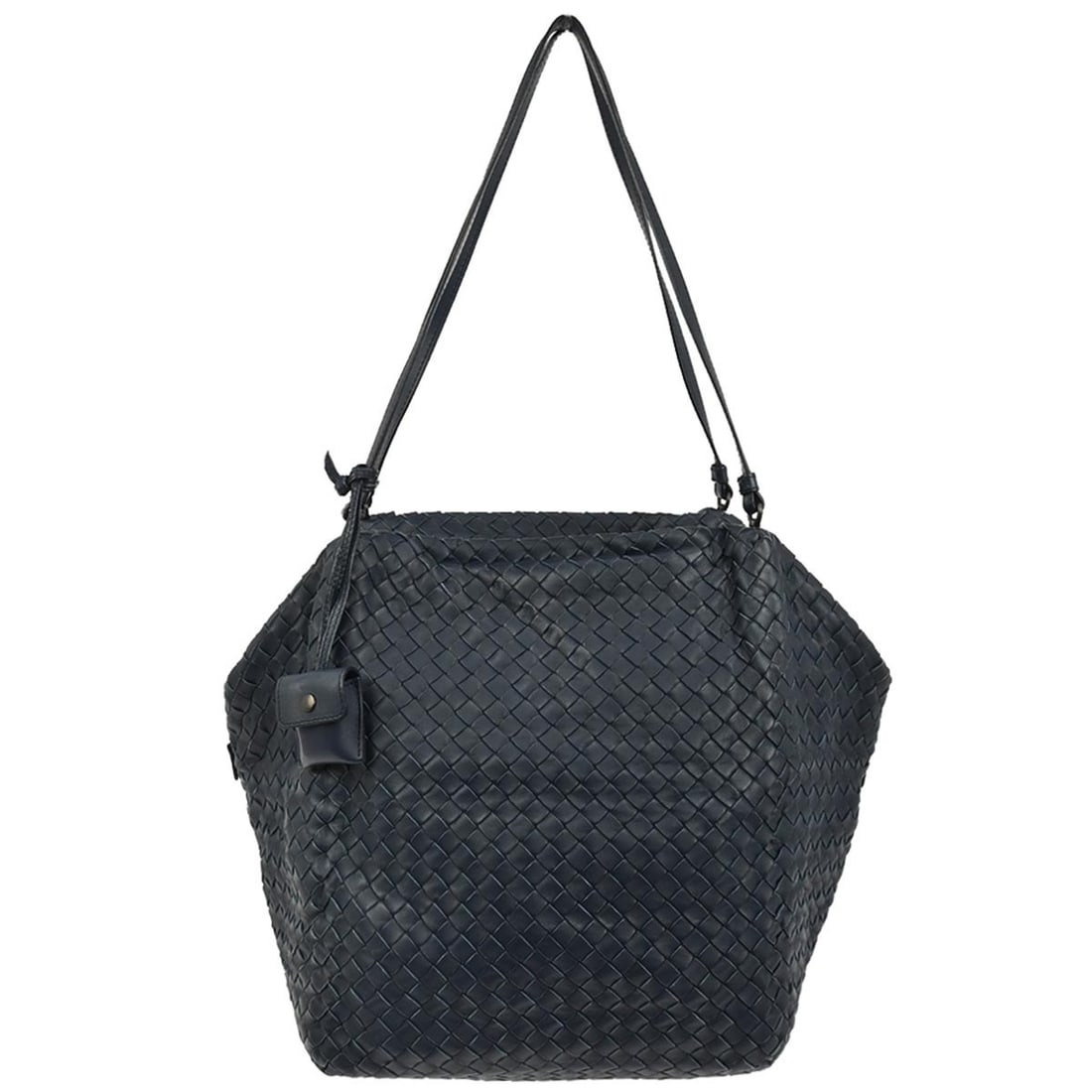 Navy Intrecciato Calfskin Shoulder Bag by Bottega Veneta Model 255694 (1 of 10)