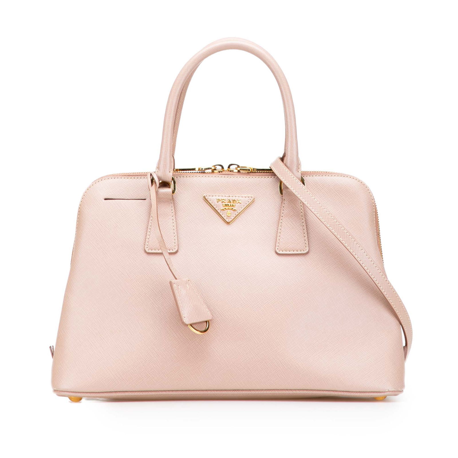 Prada Medium Pink Saffiano Lux Promenade Satchel Bag (1 of 10)
