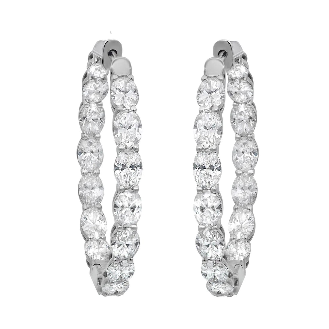 Rachel Koen 14K White Gold Oval Cut Lab Grown Diamond Hoop Earrings 6.24Cttw (1 of 4)