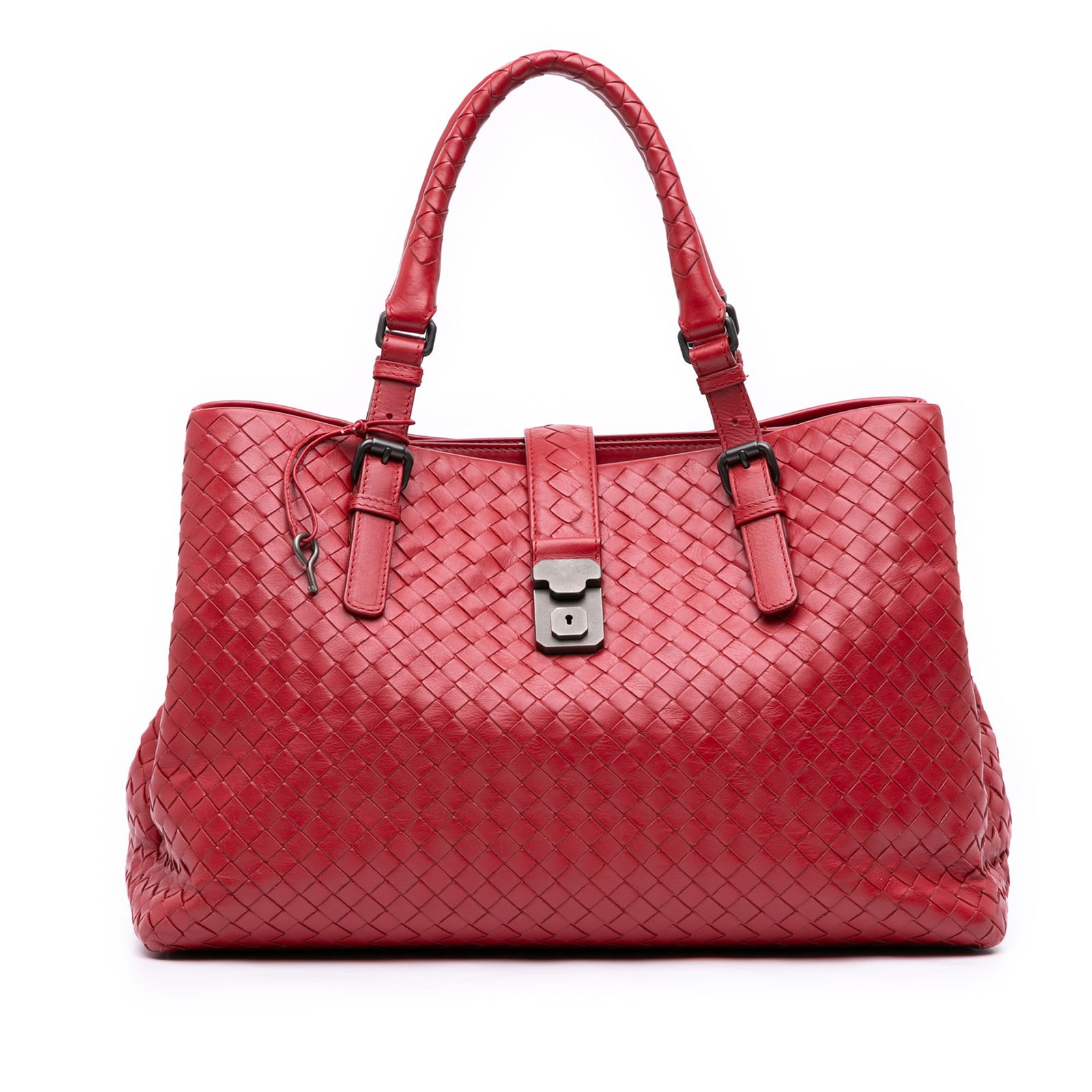Bottega Veneta Medium Nappa Intrecciato Roma Tote Red Leather Bag (1 of 11)
