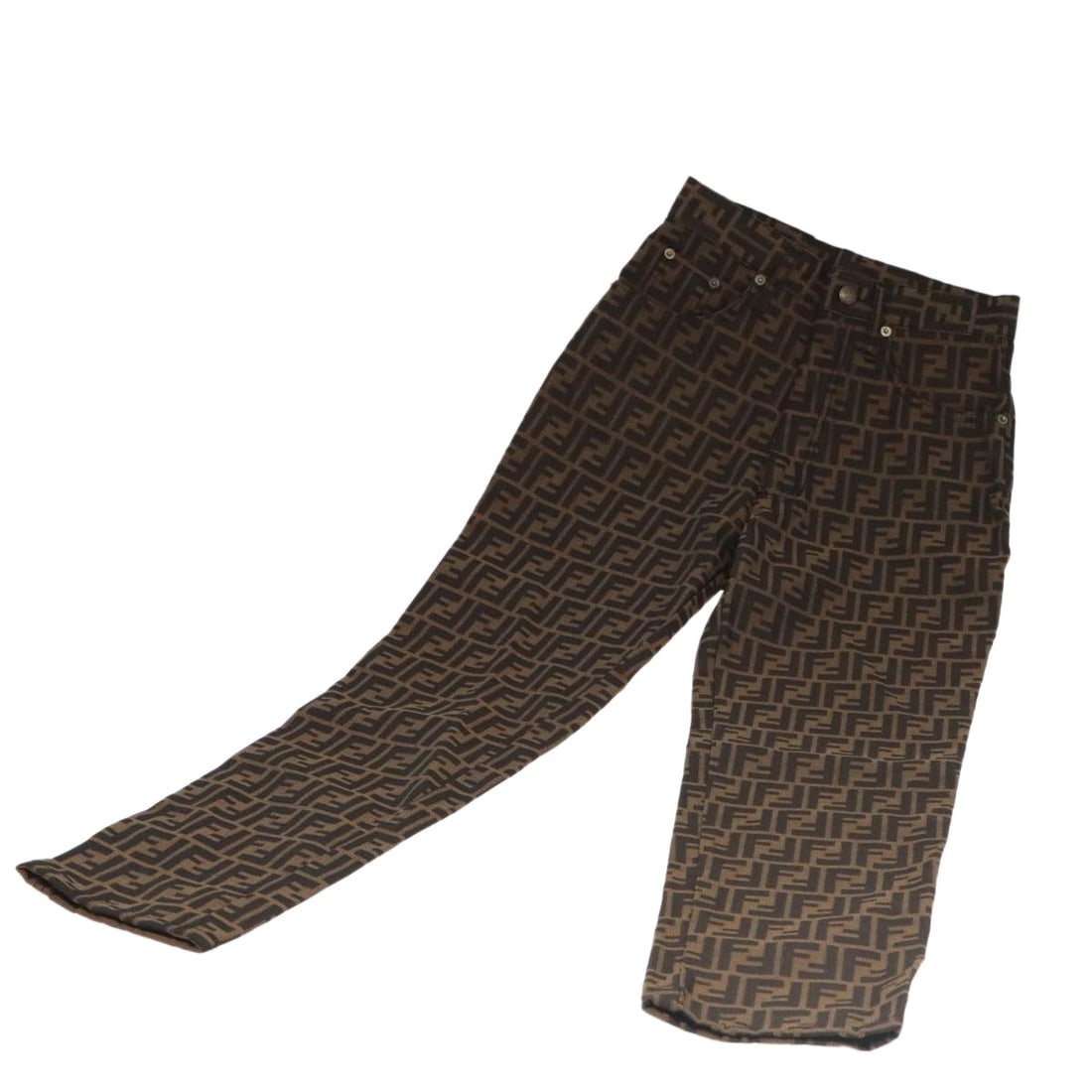 FENDI Zucca Canvas Pants Black Brown Authentic Made in Italy (1 of 13)