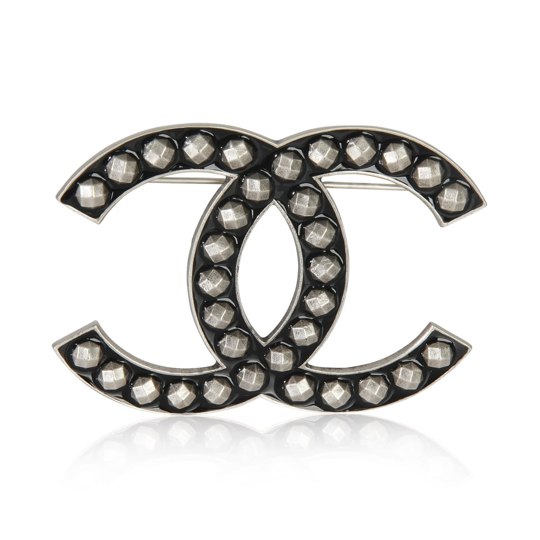 2010 Chanel CC Logo Large Brooch in Base Metal (1 of 3)