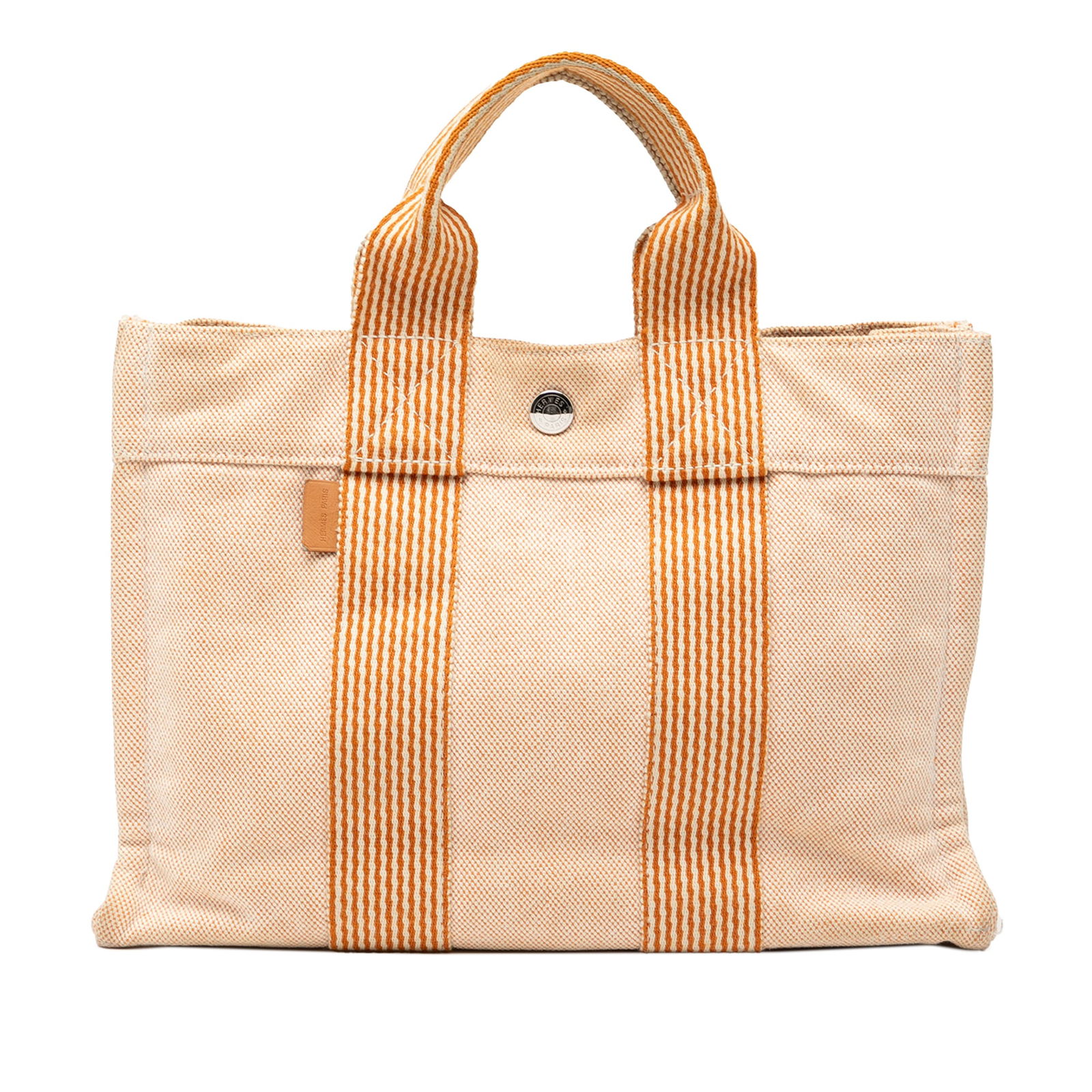 Hermes Fourre Tout PM Brown Canvas Tote Bag with Snap Closure (1 of 7)
