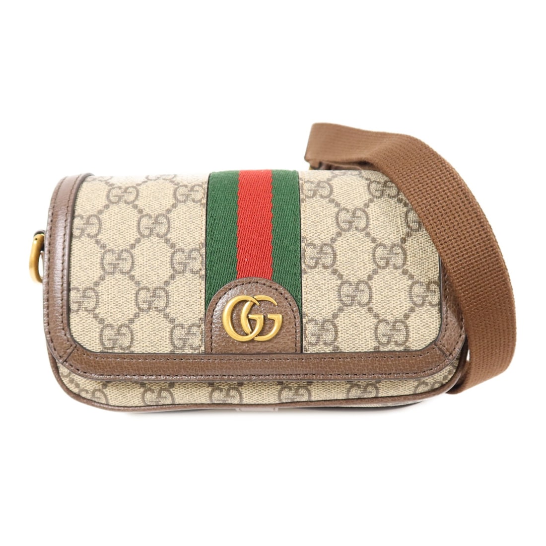 GUCCI Ophidia Mini Shoulder Bag Coated Canvas Brown GHW (1 of 13)