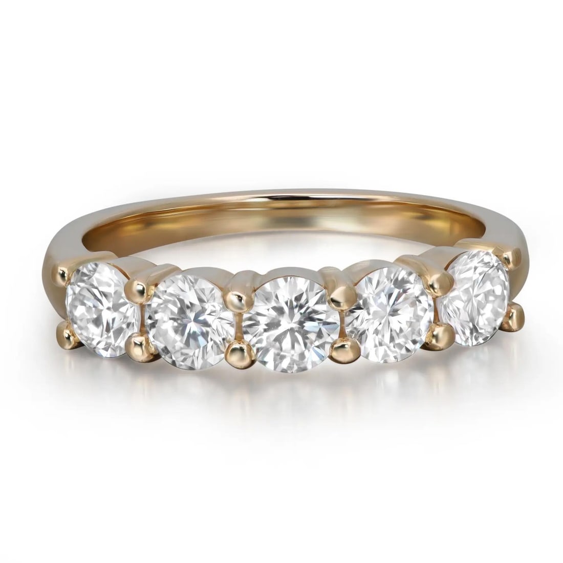 Rachel Koen 14K Yellow Gold Half Eternity Band Ring 1.63Cttw Lab Grown Diamonds: Rachel Koen 14K Yellow Gold Half Eternity Band Ring 1.63Cttw Lab Grown Diamonds This exquisite half eternity band ring is a stunning piece from Rachel Koen, crafted in luxurious 14K yellow gold. It fe