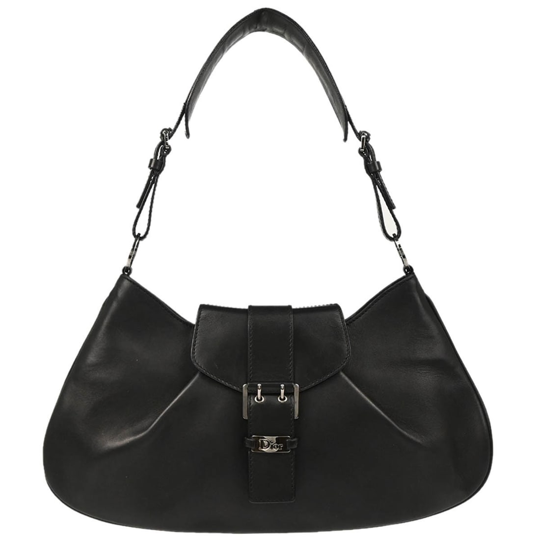 Christian Dior Black Leather Top Handle Handbag with Logo Accents (1 of 10)