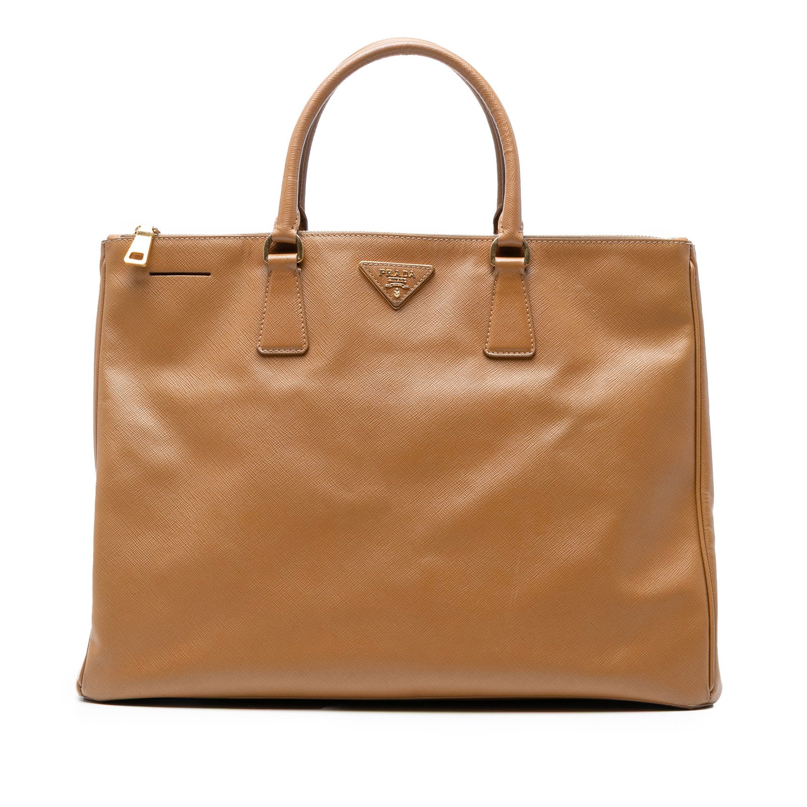 Prada Extra Large Saffiano Lux Galleria Double Zip Tote Brown Leather (1 of 6)