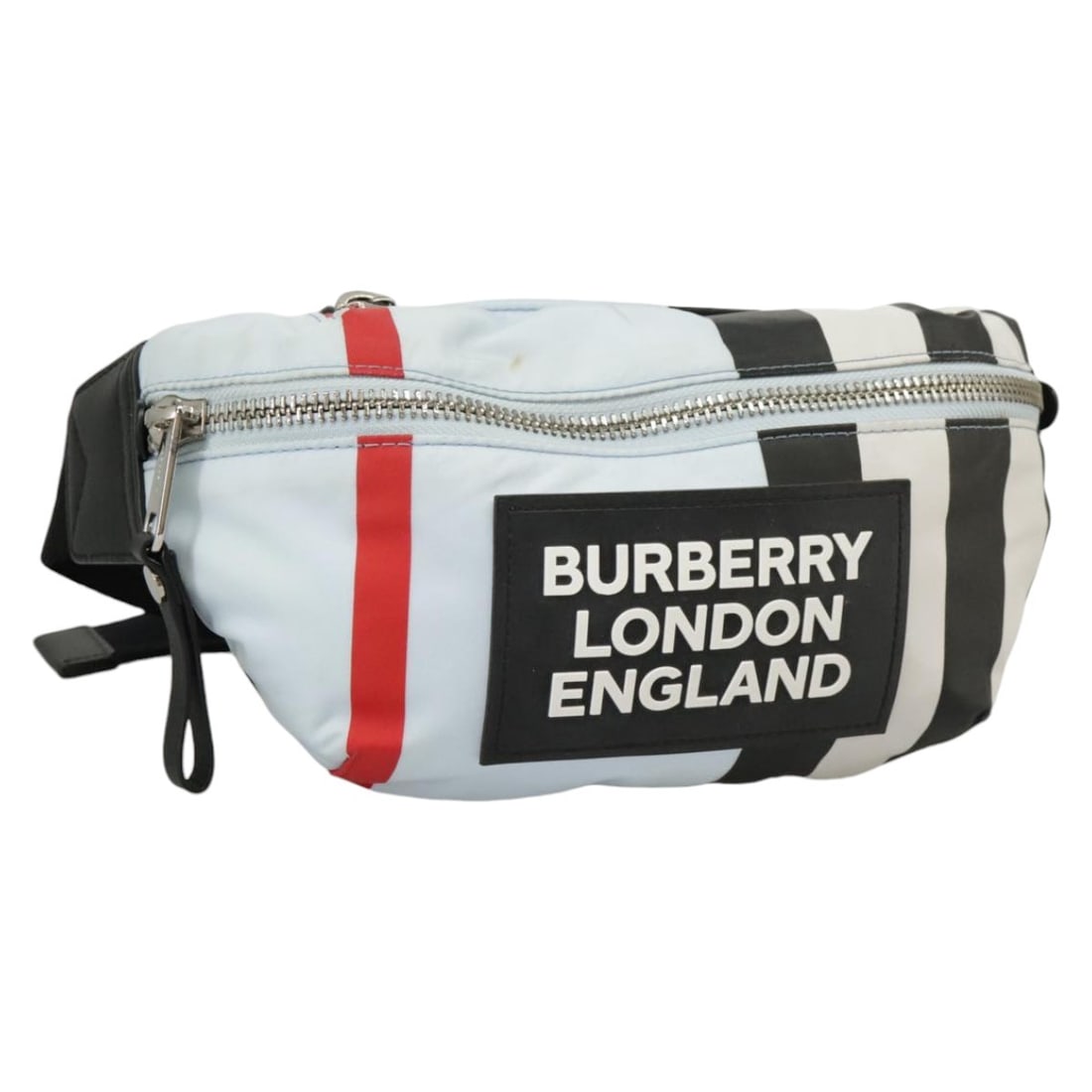 Light Blue Sonny Belt Bag by Burberry for Women: Light Blue Sonny Belt Bag by Burberry for Women This Burberry Sonny Belt Bag in light blue features a stylish and functional design. The bag shows signs of gentle use, including some rubbing and minor