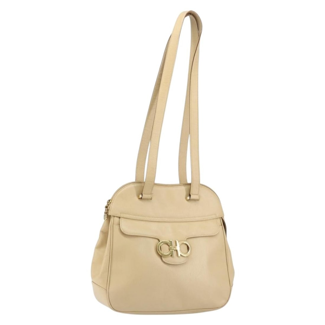 Beige Leather Gancini Shoulder Bag by Salvatore Ferragamo (1 of 18)