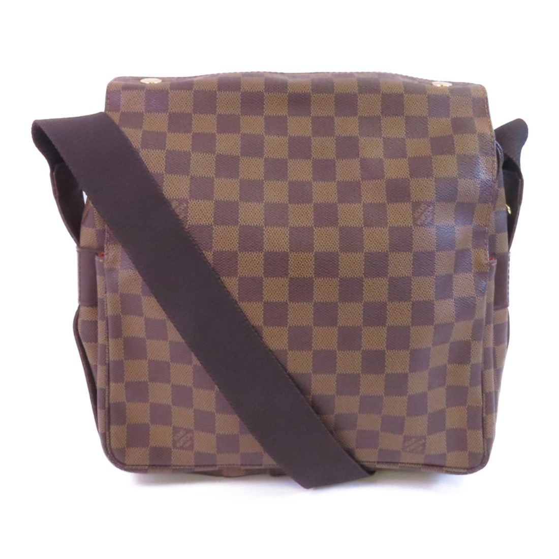 Louis Vuitton Naviglio Damier Ebene Brown Canvas Shoulder Bag N45255 GHW: Louis Vuitton Naviglio Damier Ebene Brown Canvas Shoulder Bag N45255 GHW This Louis Vuitton Naviglio shoulder bag features the signature Damier Ebene brown PVC coated canvas. Designed for everyday use