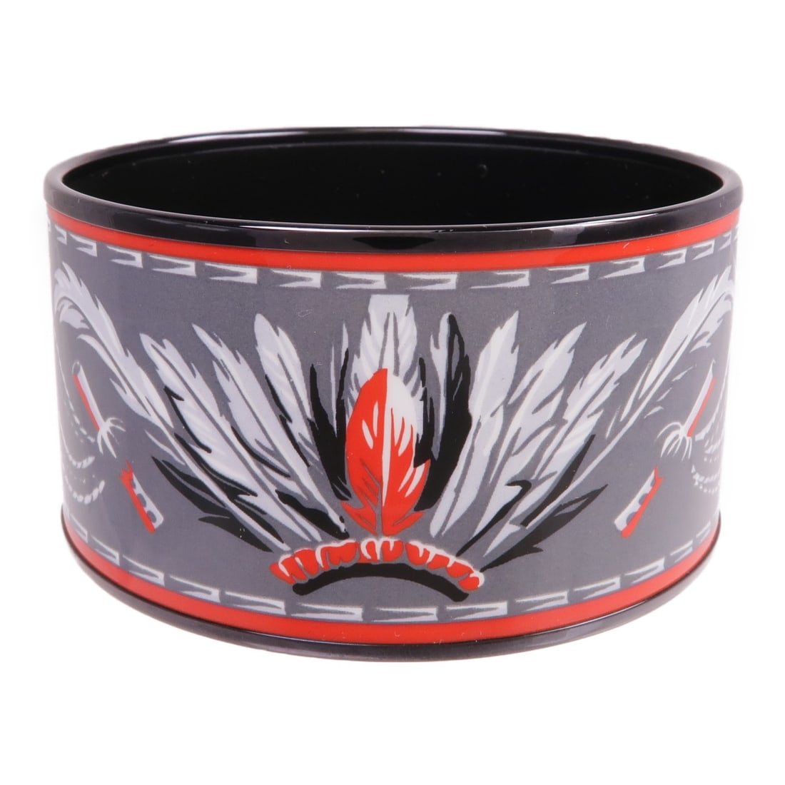 Black Enamel Wide Bracelet by Hermes France (1 of 7)