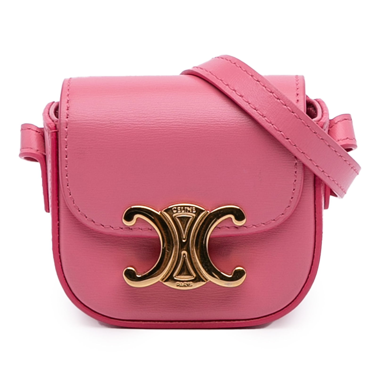 Celine Mini Triomphe Crossbody Bag Pink Leather Italy (1 of 11)