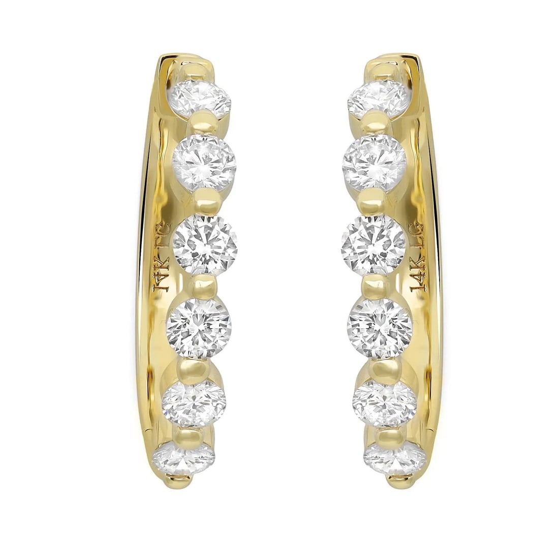 Rachel Koen 14K Yellow Gold Lab Grown Diamond Huggie Earrings 1.02Cttw (1 of 4)